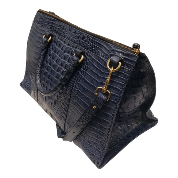 BRAHMIN Duxbury Weekender Leather Travel Bag Blue Melbourne - Picture 4 of 16